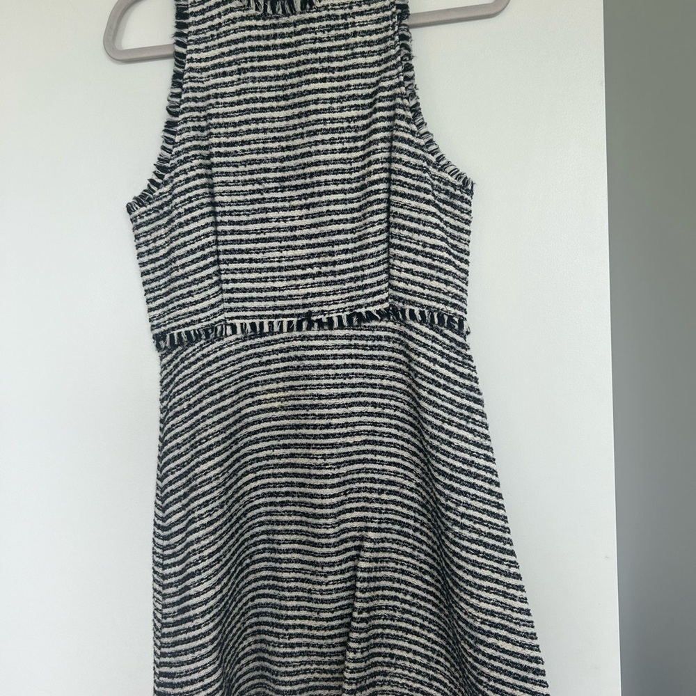 Zara navy and White A-Line Halter Mini Dress